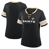 New Orleans Saints Women's Redzone Draw Play Athena Lace-Up T-Shirt - Black - Fanatics