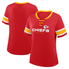 Kansas City Chiefs Women's Redzone Draw Play Athena Lace-Up T-Shirt - Red - Fanatics