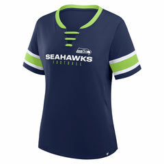 Seattle Seahawks Women's Redzone Draw Play Athena Lace-Up T-Shirt - College Navy - Fanatics