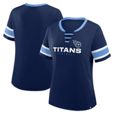 Tennessee Titans Women's Redzone Draw Play Athena Lace-Up T-Shirt - Navy - Fanatics