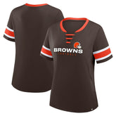 Cleveland Browns Women's Redzone Draw Play Athena Lace-Up T-Shirt - Brown - Fanatics