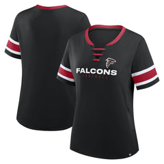 Atlanta Falcons Women's Redzone Draw Play Athena Lace-Up T-Shirt - Black - Fanatics