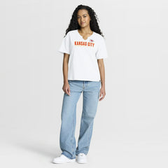 Kansas City Chiefs Women's Redzone Slub Boxy T-Shirt - White - Fanatics