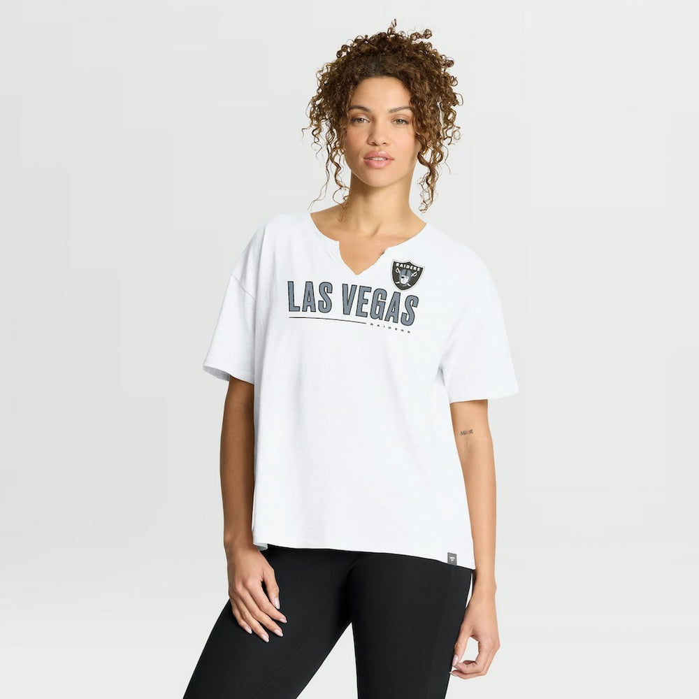 Las Vegas Raiders Women's Redzone Slub Boxy T-Shirt - White - Fanatics