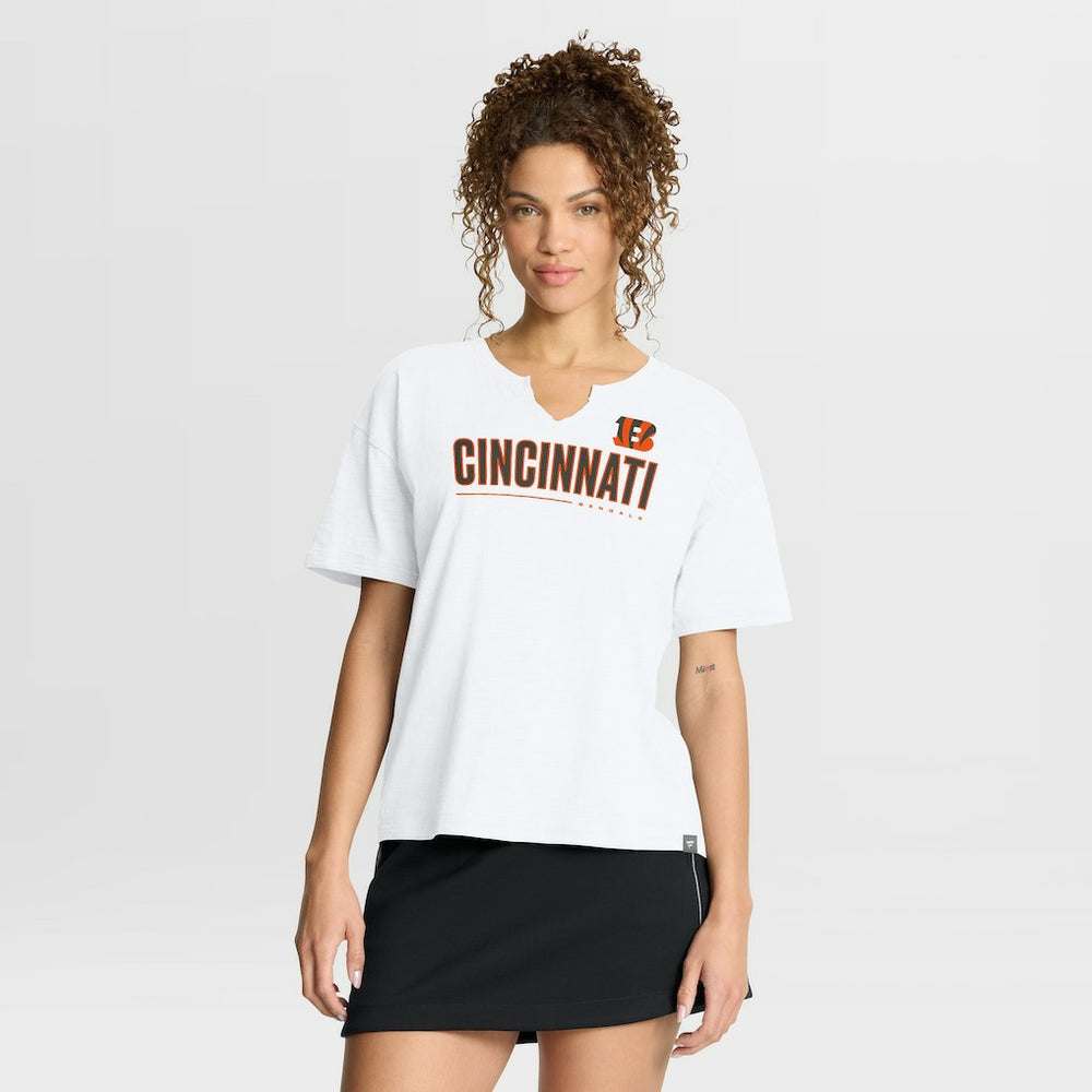 Cincinnati Bengals Women's Redzone Slub Boxy T-Shirt - White - Fanatics