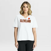 Cleveland Browns Women's Redzone Slub Boxy T-Shirt - White - Fanatics