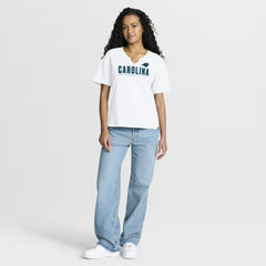 Carolina Panthers Women's Redzone Slub Boxy T-Shirt - White - Fanatics