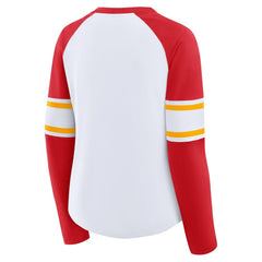 Kansas City Chiefs Women's Redzone Blitz Package Raglan Lace-Up V-Neck Long Sleeve T-Shirt - White/Red - Fanatics