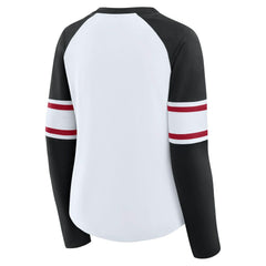 Atlanta Falcons Women's Redzone Blitz Package Raglan Lace-Up V-Neck Long Sleeve T-Shirt - White/Black - Fanatics