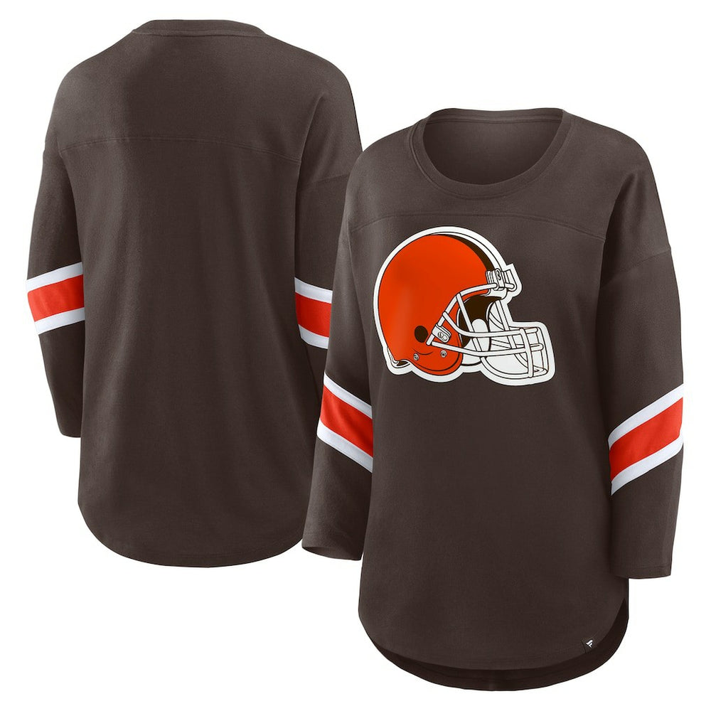 Cleveland Browns Women's Redzone 3/4-Sleeve T-Shirt - Brown - Fanatics