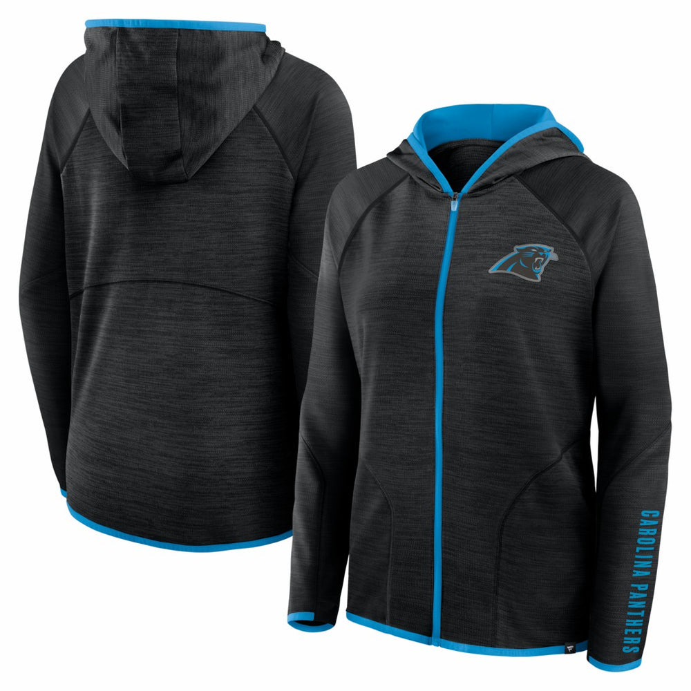 Carolina Panthers Women's Redzone End Around Pass Raglan Full-Zip Hoodie - Black - Fanatics