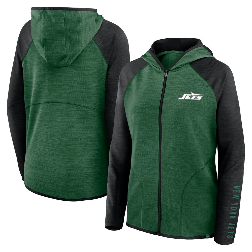 New York Jets Women's Redzone End Around Pass Raglan Full-Zip Hoodie - Green/Black - Fanatics