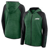 New York Jets Women's Redzone End Around Pass Raglan Full-Zip Hoodie - Green/Black - Fanatics