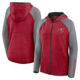 Tampa Bay Buccaneers Women's Redzone End Around Pass Raglan Full-Zip Hoodie - Red/Pewter - Fanatics