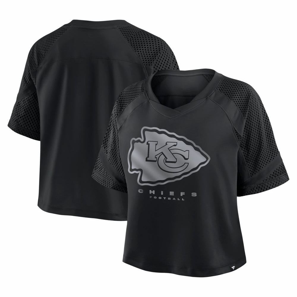 Kansas City Chiefs Women's Oversized Raglan V-Neck Blackout Fashion Jersey - Fanatics