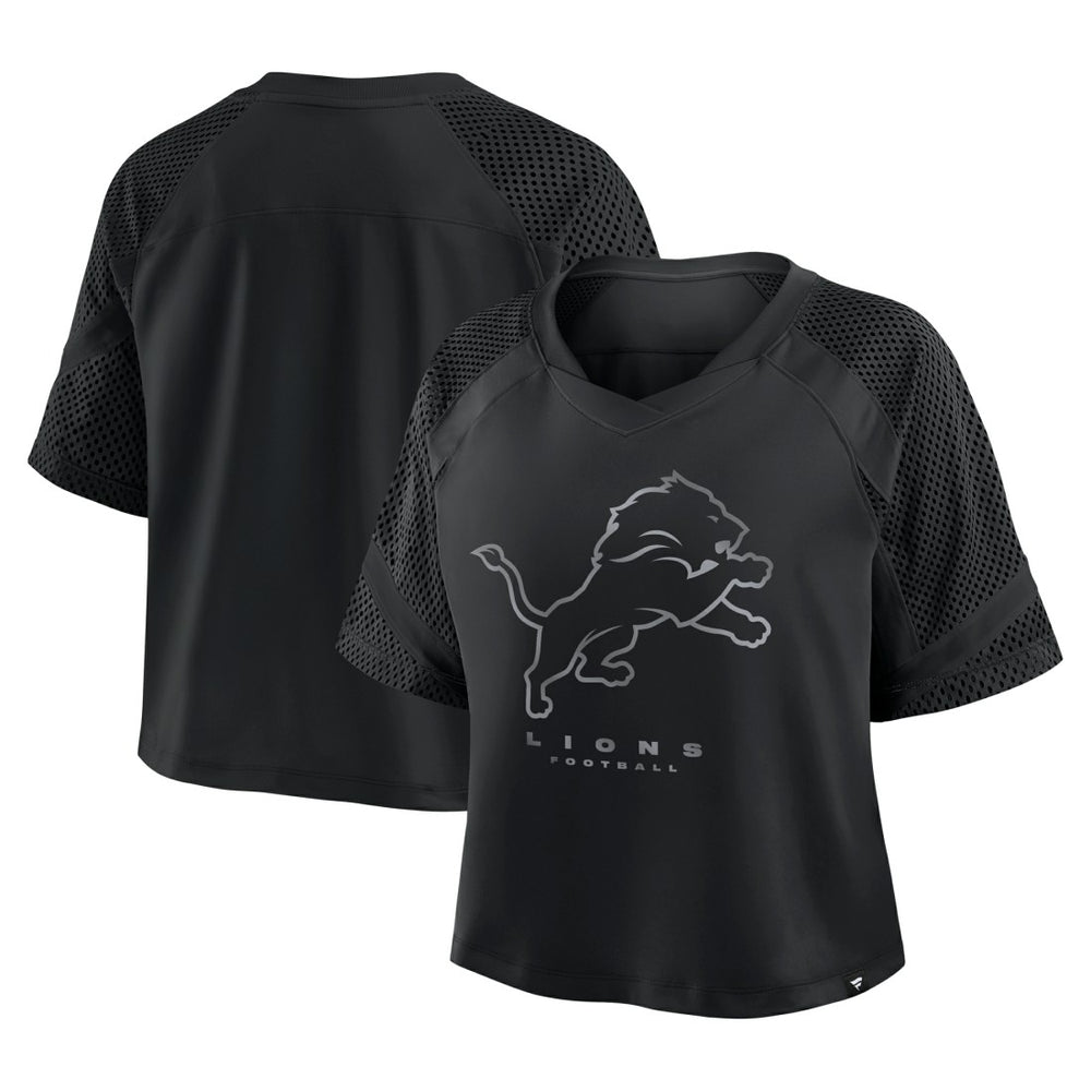 Detroit Lions Women's Oversized Raglan V-Neck Blackout Fashion Jersey - Fanatics