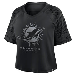 Miami Dolphins Women's Oversized Raglan V-Neck Blackout Fashion Jersey - Fanatics