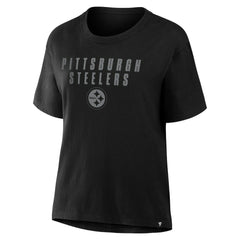 Pittsburgh Steelers Women's Blackout Kneel Down Legacy T-Shirt - Black - Fanatics