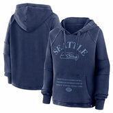 Seattle Seahawks Women's Oversized Raglan Gridiron Hoodie - Navy - Fanatics
