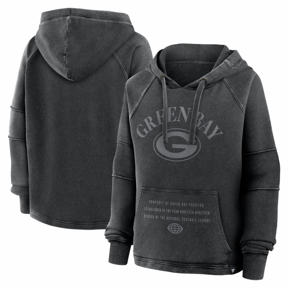Green Bay Packers Women's Oversized Raglan Gridiron Hoodie - Black - Fanatics