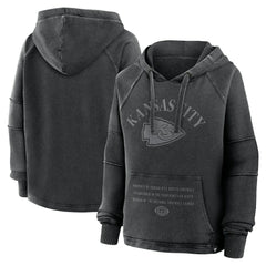 Kansas City Chiefs Women's Oversized Raglan Gridiron Hoodie - Black - Fanatics