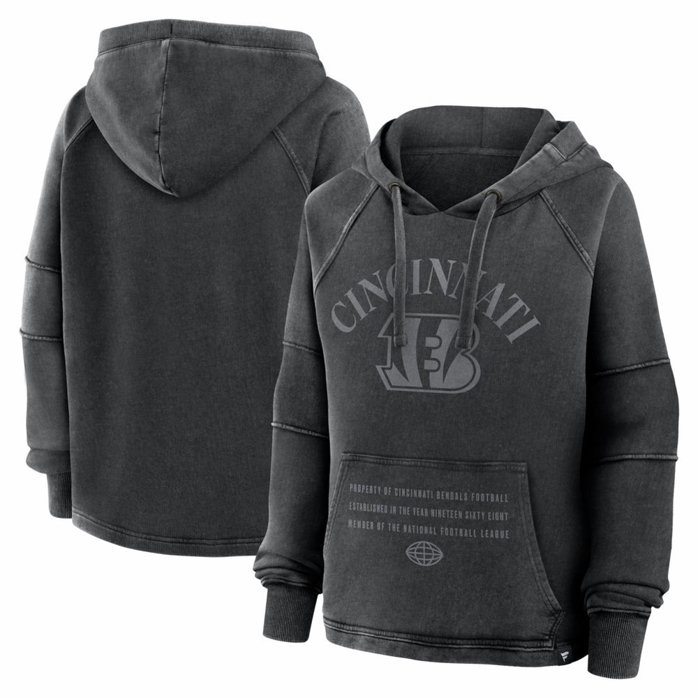 Cincinnati Bengals Women's Oversized Raglan Gridiron Hoodie - Black - Fanatics
