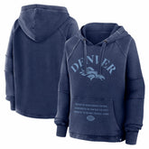 Denver Broncos Women's Oversized Raglan Gridiron Hoodie - Navy - Fanatics