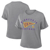 Minnesota Vikings Women's Pennant Wave Tribute Tri-Blend Boxy T-Shirt - Heather Gray - Fanatics