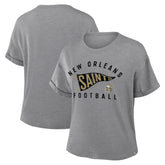 New Orleans Saints Women's Pennant Wave Tribute Tri-Blend Boxy T-Shirt - Heather Gray - Fanatics