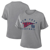 New York Giants Women's Pennant Wave Tribute Tri-Blend Boxy T-Shirt - Heather Gray - Fanatics