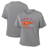 Kansas City Chiefs Women's Pennant Wave Tribute Tri-Blend Boxy T-Shirt - Heather Gray - Fanatics