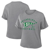 Philadelphia Eagles Women's Pennant Wave Tribute Tri-Blend Boxy T-Shirt - Heather Gray - Fanatics