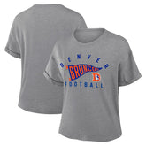 Denver Broncos Women's Pennant Wave Tribute Tri-Blend Boxy T-Shirt - Heather Gray - Fanatics