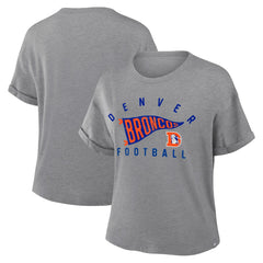 Denver Broncos Women's Pennant Wave Tribute Tri-Blend Boxy T-Shirt - Heather Gray - Fanatics