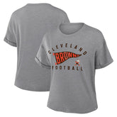 Cleveland Browns Women's Pennant Wave Tribute Tri-Blend Boxy T-Shirt - Heather Gray - Fanatics