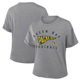 Green Bay Packers Women's Pennant Wave Tribute Tri-Blend Boxy T-Shirt - Heather Gray - Fanatics