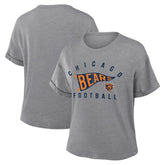Chicago Bears Women's Pennant Wave Tribute Tri-Blend Boxy T-Shirt - Heather Gray - Fanatics