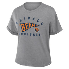 Chicago Bears Women's Pennant Wave Tribute Tri-Blend Boxy T-Shirt - Heather Gray - Fanatics