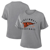 Cincinnati Bengals Women's Pennant Wave Tribute Tri-Blend Boxy T-Shirt - Heather Gray - Fanatics