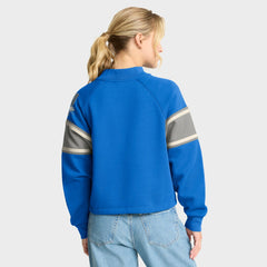 Detroit Lions Oversized Hometown Toss Sweep Mock Neck Pullover - Blue - Fanatics