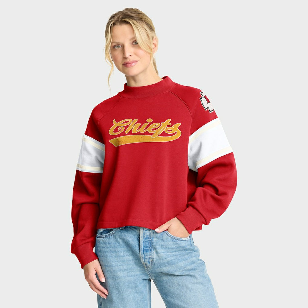 Kansas City Chiefs Oversized Hometown Toss Sweep Mock Neck Pullover - Red - Fanatics