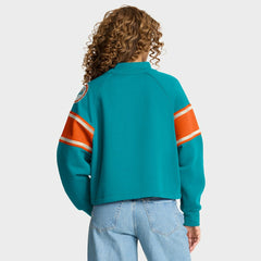 Miami Dolphins Oversized Hometown Toss Sweep Mock Neck Pullover - Aqua - Fanatics