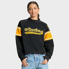 Pittsburgh Steelers Oversized Hometown Toss Sweep Mock Neck Pullover - Black - Fanatics
