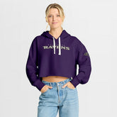 Baltimore Ravens Women's Oversized Hometown Heritage Cropped Hoodie - Purple - Fanatics