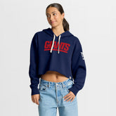 New York Giants Women's Oversized Hometown Heritage Cropped Hoodie - Navy - Fanatics