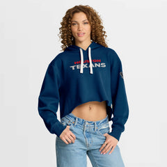 Houston Texans Women's Oversized Hometown Heritage Cropped Hoodie - Navy - Fanatics