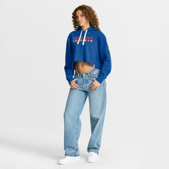 New England Patriots Women's Oversized Hometown Heritage Cropped Hoodie - Royal - Fanatics
