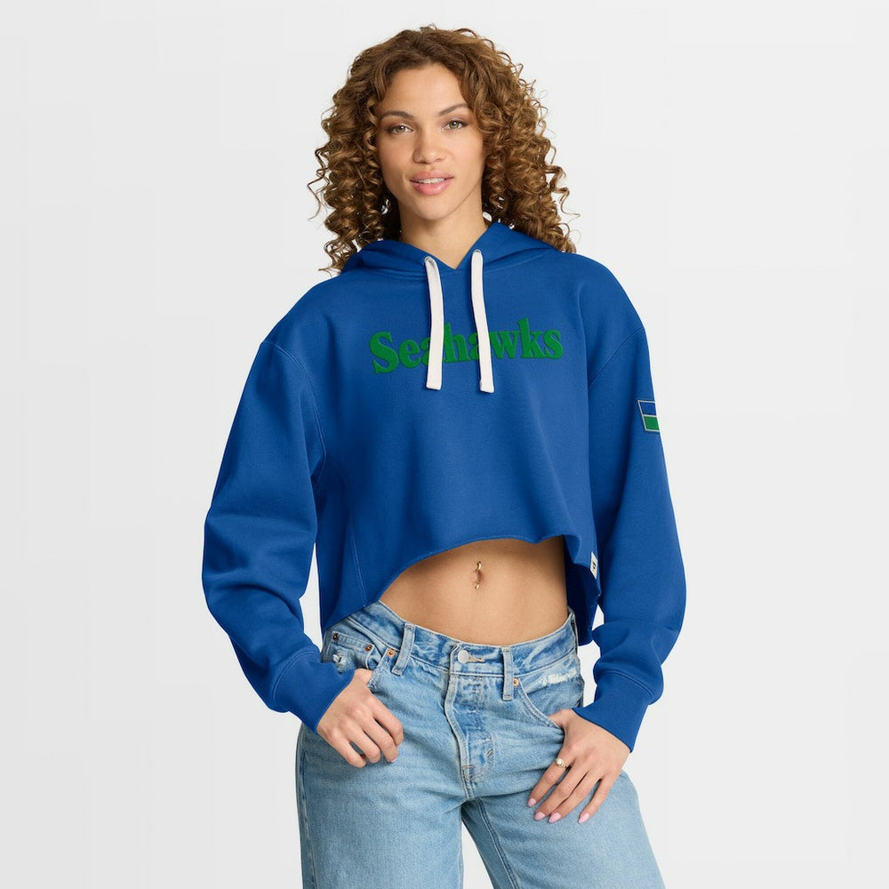 Seattle Seahawks Women's Oversized Hometown Heritage Cropped Hoodie - Royal - Fanatics