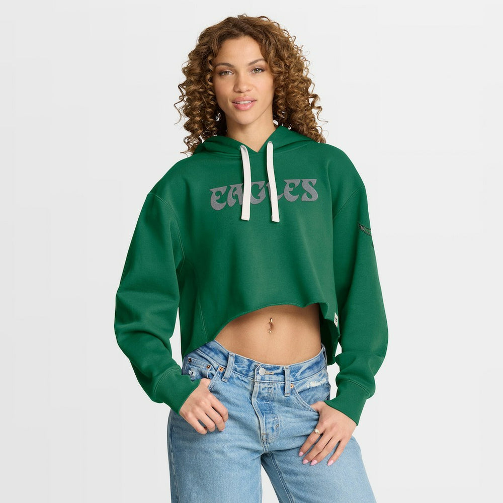Philadelphia Eagles Women's Oversized Hometown Heritage Cropped Hoodie - Kelly Green - Fanatics