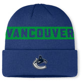Vancouver Canucks Fanatics Authentic Pro Rink Cuffed Knit Hat - Blue | Fanatics Clearance